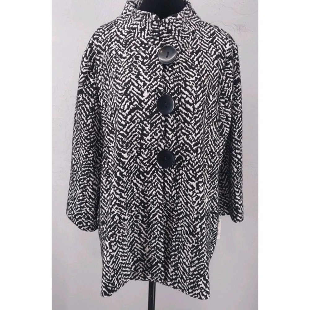 JM‎ Collection XL | Black White Chevron Stacks Button Front Jacket Women